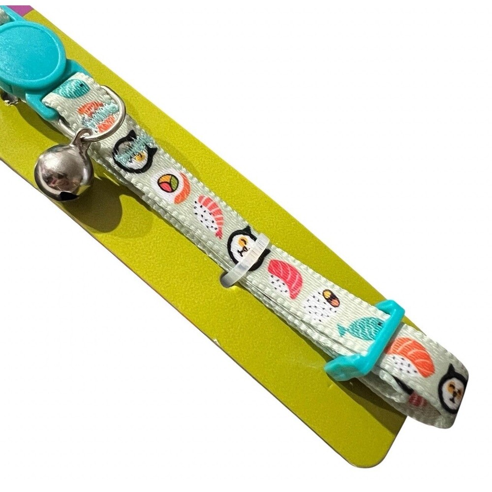 Vibrant Life Sushi Sashimi Cat Collar Blue Breakaway Adjustable 8–14” NEW Cute